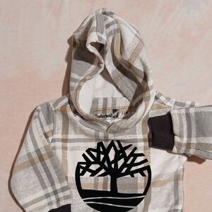 Timberland Kids Plaid Hoodie - White and Gray